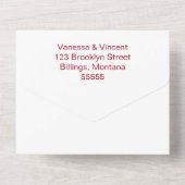 シンプルなバーガンディとホワイトの結婚式オールインワン招待状 オールインワン招待状 (裏面)