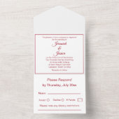 シンプルなバーガンディとホワイトの結婚式 オールインワン招待状 (内側)