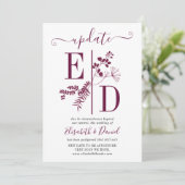 シンプルなバーガンディイニシャル結婚式アップデート 招待状 (スタンド正面)