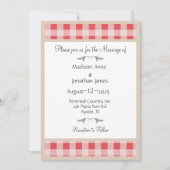 シンプルなバーガンディチェック柄のカントリーウェディング 招待状 (正面)