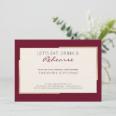 シンプルなバーガンディーの結婚式リハーサルディナー 招待状 (スタンド正面)