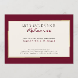 シンプルなバーガンディーの結婚式リハーサルディナー 招待状