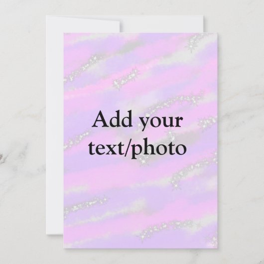シンプルなパステルカラーのグリッターとカラフルなテキストを追加した写真 招待状 (正面)