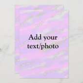 シンプルなパステルカラーのグリッターとカラフルなテキストを追加した写真 招待状 (正面/裏面)