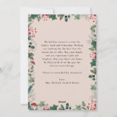 シンプルなパステルカラーの写真入りホリデーカードにメッセージ シーズンカード (裏面)