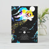 シンプルなパステルカラーの虎の誕生日 招待状 (スタンド正面)