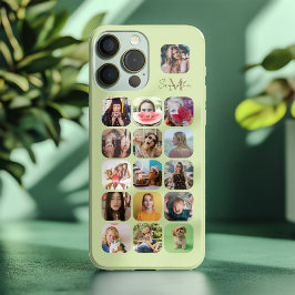 シンプルなパステルグリーンの16枚の写真の思い出 iPhone 16 PRO MAXケース