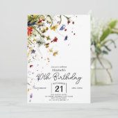 シンプルなパステル ワイルドフラワーズ 40歳の誕生日 招待状 (スタンド正面)