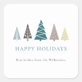 シンプルなパーソナライズされたモダンな写真クリスマス スクエアシール (正面)