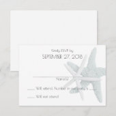 シンプルなヒトデの白い結婚式返信カード 出欠カード (正面/裏面)