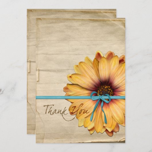 シンプルなヒマワリの自然なオーガニックカスタムな感謝していしています サンキューカード (正面/裏面)