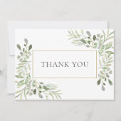 シンプルなビジネスお礼ボタニカル水彩 サンキューカード (正面)