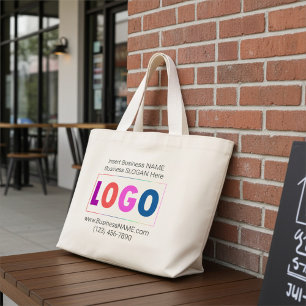 シンプルなビジネス用 オリジナルロゴ入り販促グッズ ラージトートバッグ