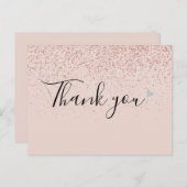 シンプルなビジネス スクリプト サンクス ローズゴールド ポストカード (正面/裏面)