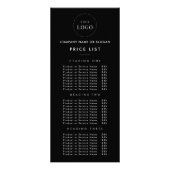 シンプルなビジネス ロゴ 両面価格リスト ブラック ラックカード (正面)