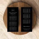 シンプルなビジネス ロゴ 両面価格リスト ブラック ラックカード