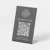 シンプルなビジネス ロゴ QR コード メニュー 非接触 台座サイン (正面)