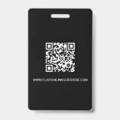 シンプルなビジネス ロゴ QR コード 従業員写真 黒 バッジ (裏面)