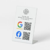 シンプルなビジネス Google & Facebook レビューQRコード 台座サイン (正面)