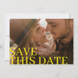 シンプルなビッグイエローSave This Date & Photo ウェディング セーブザデート