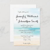 シンプルなビーチの行先の結婚式招待状 招待状 (正面/裏面)