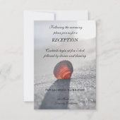 シンプルなビーチの貝殻とハートの受付 招待状 (正面)