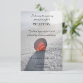 シンプルなビーチの貝殻とハートの受付 招待状 (スタンド正面)