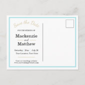 シンプルなビーチをテーマにしたSave the Date 案内ポストカード (裏面)