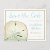 シンプルなビーチをテーマにしたSave the Date 案内ポストカード (正面)
