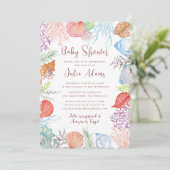 シンプルなビーチオーシャンシェルリースウェディング 招待状 (スタンド正面)