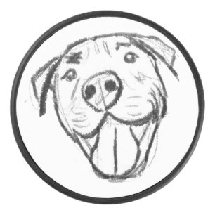 シンプルなピットブル ドローイング 犬好き 黒 白 アイスホッケーパック