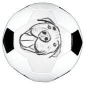 シンプルなピットブル ドローイング 犬好き 黒 白 サッカーボール (回転)