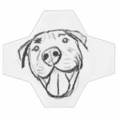 シンプルなピットブル ドローイング 犬好き 黒 白 サッカーボール (フラット)