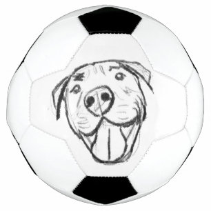 シンプルなピットブル ドローイング 犬好き 黒 白 サッカーボール