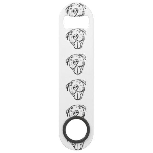 シンプルなピットブル ドローイング 犬好き 黒 白 スピード栓抜き (正面)