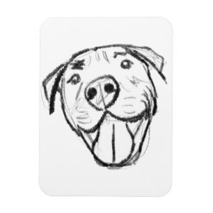 シンプルなピットブル ドローイング 犬好き 黒 白 マグネット