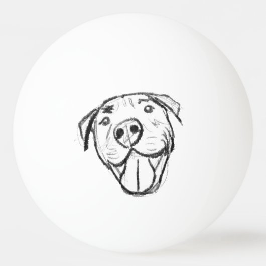 シンプルなピットブル ドローイング 犬好き 黒 白 卓球ボール (正面)