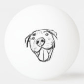 シンプルなピットブル ドローイング 犬好き 黒 白 卓球ボール (裏面)