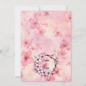 シンプルなピンクとアイボリーの花の水彩画 招待状 (裏面)