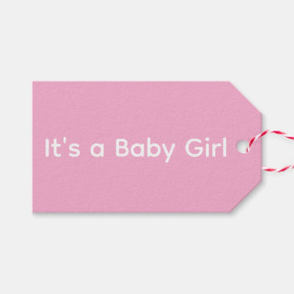 シンプルなピンクとホワイトの「It's a Baby Girl」ギフトタグ ギフトタグ