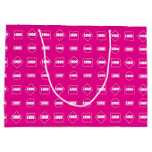 シンプルなピンクと白のリピートコーポレートロゴパターン ラージペーパーバッグ (裏面)