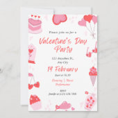 シンプルなピンクと赤のバレンタインデーの招待状 シーズンカード (正面)