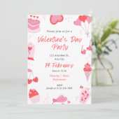 シンプルなピンクと赤のバレンタインデーの招待状 シーズンカード (スタンド正面)