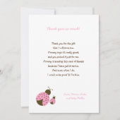 シンプルなピンクのてんとう虫のベビーシャワーはノート感謝していしています サンキューカード (正面)