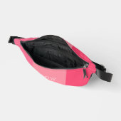 シンプルなピンクのストライプのホワイトネーム ファニーパック (見開き)