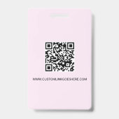 シンプルなピンクのビジネス ロゴ QR コード 従業員写真 バッジ (裏面)