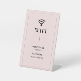 シンプルなピンクのビジネスWi-Fiパスワードとネットワーク 台座サイン