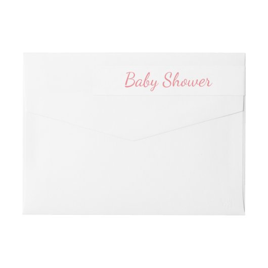 シンプルなピンクのベビーシャワー ラップアラウンドラベル (裏面)