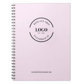 シンプルなピンクのミニマルカスタムロゴブランド ノートブック (正面)