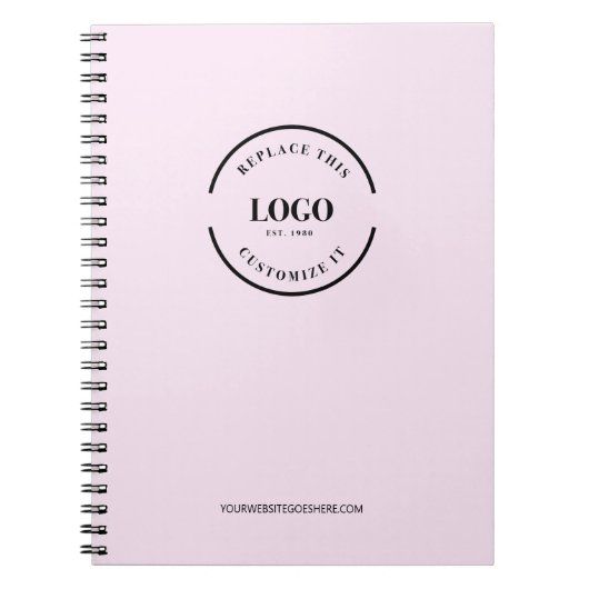 シンプルなピンクのミニマルカスタムロゴブランド ノートブック (正面)